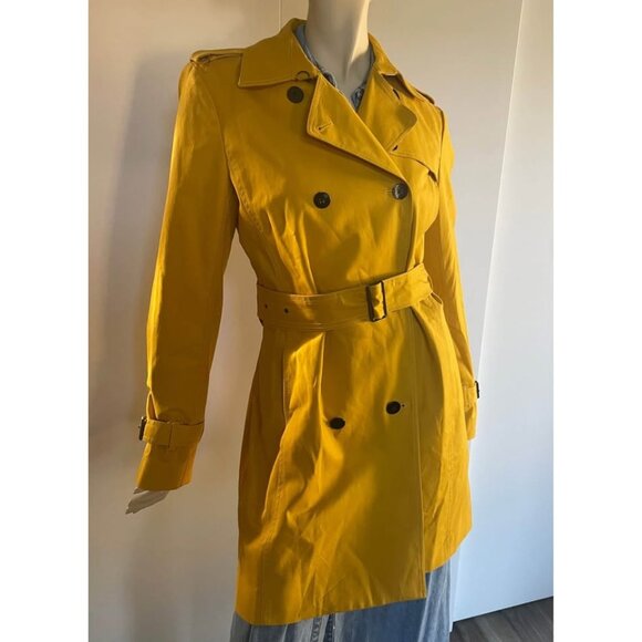 Designer Trench Raincoat, Size M/L, Kenneth Cole NY, Yellow - Picture 10 of 13